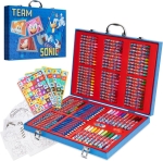 Супер Куфар за Рисуване 138 Елемента с Метални Закопчалки и Дръжка Соник, Sonic 40х29х5 см